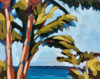 Palms by the Beach 8x10 Original Acrylic Painting
