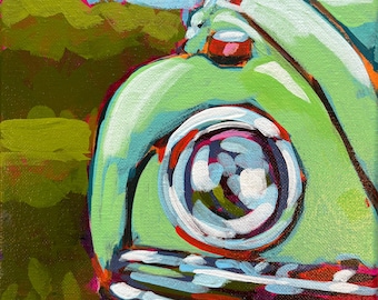 Green VW Bug 8x10 acrylic ORIGINAL painting