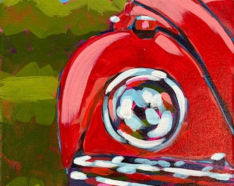 Red VW Bug 8x10 acrylic ORIGINAL painting