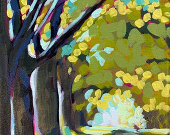 Tree Lined Street 8x10 Original Acrylic Painting