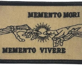 Memento mori memento vivere embroidered 3x2 inch iron on sew on patch for backpacks, clothes, hats, and more…