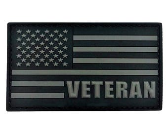 Veteran usa flag patch [3.5 x 2.0 -pvc rubber- “hook” fastener-vp1]