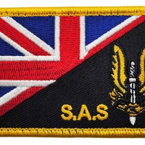 Sas british uk union jack flag patch [3.0 x 2.0 -hook fastener backing - sb11]