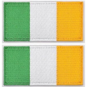 Patch tático bordado com a bandeira da Irlanda [fecho de velcro] 3,5 x 1,75 polegadas, 2 peças, para jaquetas, coletes, bonés, mochilas e equipamentos táticos.