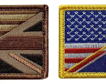 Usa/uk flag british usa flag patch [2pc bundle - 3.0 x 2.0 -hook fastener -mtb3-1]