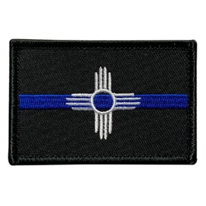 New mexico state flag thin blue line patch (iron on sew on - 3.0 x 2.0 nm1)