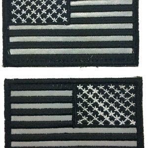 Reflektierender Hakenaufnäher mit US-amerikanischer Flagge, spiegelverkehrt, für linke und rechte Schulter (3,0 x 2,0 -mf6)
