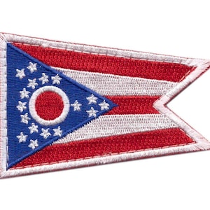 Original ohio state flag [hook fastener 3.0 inch patch oh01] 2 piece for jackets, vests, back packs, hats, and tactical gear