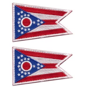 Bandiera originale dello stato dell'Ohio [toppa con chiusura a strappo 3,0 x 2,0 pollici] oh01 2 pezzi per giacche, gilet, zaini, cappelli e attrezzatura tattica