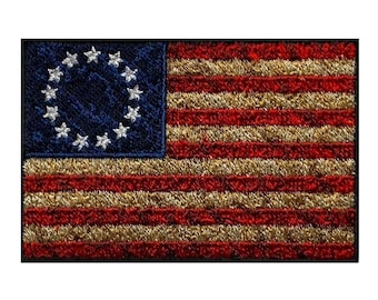 Betsy ross distressed usa american flag patch (iron on sew on -3.0 x 2.0 -bd4)