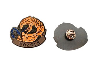 Elite Funny Pozole Pin 1.5 Inch 1 PC Metal Finish Shiny Look For Completing Legendary for Clothes or Gear