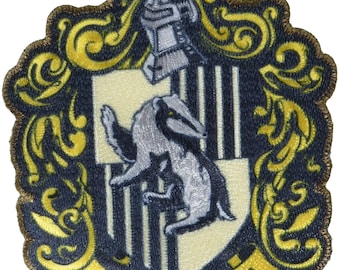 Simplicity 19320100186 harry potter hufflepuff iron on applique patch for clothes, backpacks, and accessories, 3.5" w x 4.25" l