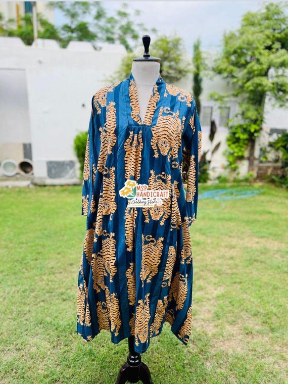 knee length dresses for ladies Long Tiger Stripe Dress – Bourgèois Fashtique