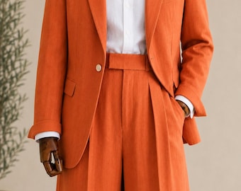 Men's Ultra Lightweight Linen Suit: Vintage Fit, Breathable Summer Style