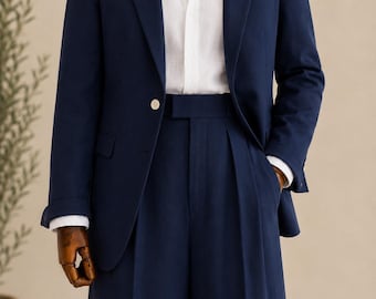 Linen Double Breasted Blazer, Italian Riviera Style Jacket, Resort Wear Groom