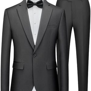 Slim Fit Grey Suit: 2-Piece Wedding Tuxedo