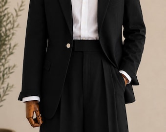Linen Double Breasted Blazer, Italian Riviera Style Jacket, Resort Wear Groom