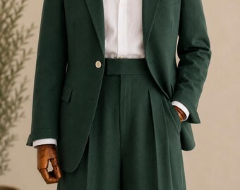 Linen Double Breasted Blazer, Italian Riviera Style Jacket, Resort Wear Groom