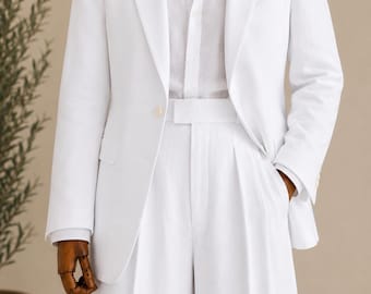 Linen Double Breasted Blazer, Italian Riviera Style Jacket, Resort Wear Groom
