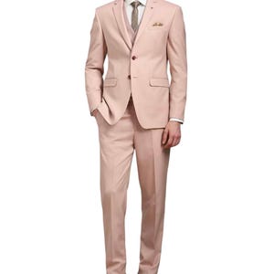 Peach Solid Prom Suit For Men - Premium Fabric Blazer Mens Suits - Groomsmen Suit - Gift For Him