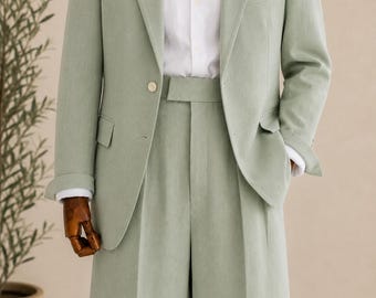 Relaxed Fit Breathable Linen Blazer Set