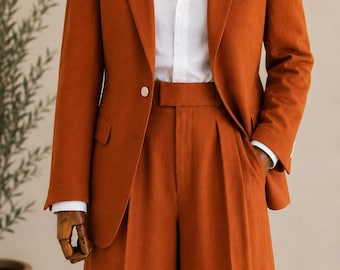 Linen Double Breasted Blazer, Italian Riviera Style Jacket, Resort Wear Groom