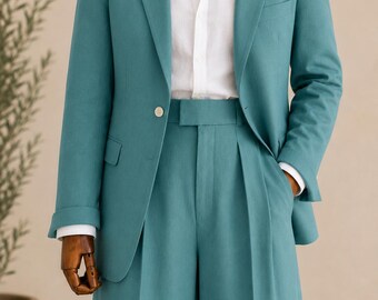 Linen Double Breasted Blazer, Italian Riviera Style Jacket, Resort Wear Groom