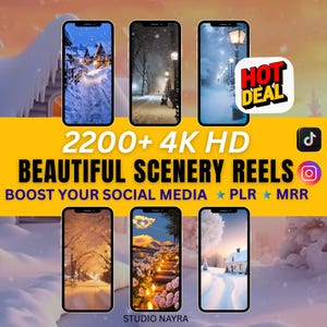 2200+ Ultra HD 4K Beautiful Scenery Video Reels With Audio,HD Reels,TikTok,Instagram,YouTube,Digital Marketing,Mrr-Plr-Instant Download