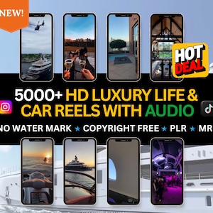 5000+ HD Luxury Life & Car reels videos,Viral Rich Lifestyle tiktok reels,instagram,youtube,digital marketing,mrr-plr-instant download