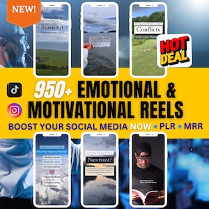 950+ HD Best Emotional & Motivational Reels Bundle with text-MRR-PLR,Instagram,TikTok,YouTube Shorts-Social Media Growth-Instant Download