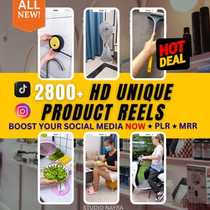 2800+ unika produktrullar i HD-format – smarta produktrullar med MRR-videor – PLR-rullar, Instagram, TikTok, YouTube-shorts – tillväxt i sociala medier – direkt nedladdning
