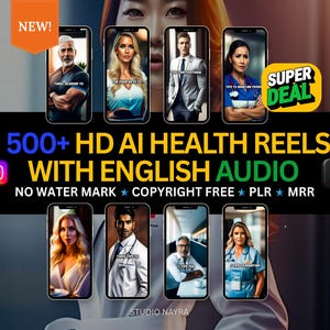 500+ HD AI-hälsotips, videor, pyssel och virala hälsoreels, tiktok-reels, instagram, youtube, digital marknadsföring, mrr-plr-direktnedladdning