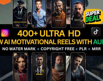 400+ 4K Ultra HD AI Motivational reels videos,HD Ai reels,tiktok,instagram,youtube,digital marketing,mrr-plr-instant download