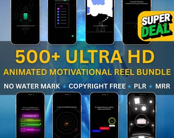 500+ Ultra HD 4K Animated Motivational Video Reels With Audio,HD Reels,TikTok,Instagram,YouTube,Digital Marketing,Mrr-Plr-Instant Download