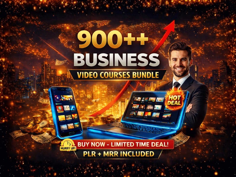 900+ Business Video Courses Bundle with AI and Viral Marketing thumbnails.