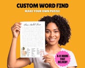 Personalized Puzzle Custom Word Search: Printable Party Game, Wedding Activity PDF, Baby Shower, Bridal Shower Game,Office Event Game