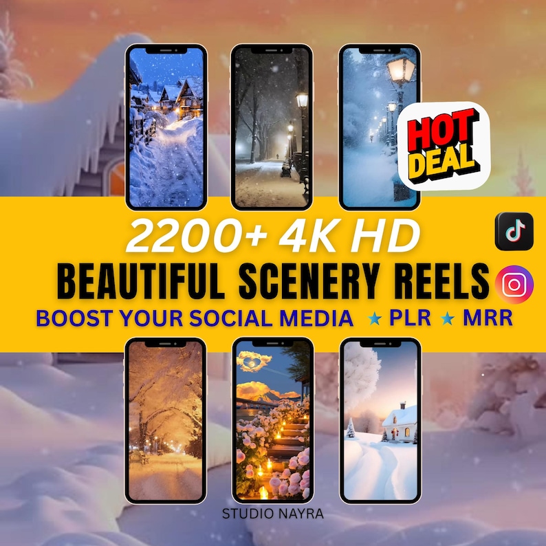 2200+ Ultra HD 4K Beautiful Scenery Video Reels Bundle with Audio - MRR PLR Commercial Use for TikTok, Instagram, YouTube Shorts - Instant Download,4K Sunset Over Mountain Range Video Reel with Calming Audio - Perfect for YouTube Shorts Backgrounds and Instagram Reels - Ultra HD Quality