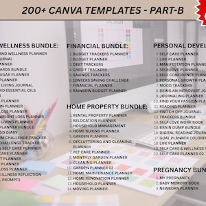 Editable fitness and wellness journal templates in pink and gold aesthetic.