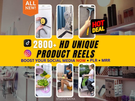 2800+ HD Unique Product Reels Bundle-Smart Product MRR Reels-PLR Reels,Instagram,TikTok,YouTube Shorts-Social Media Growth-Instant Download