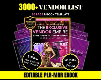 Lista definitiva de más de 3000 proveedores para Girl Boss Babe / Proveedores mayoristas de boutiques, pestañas, pelucas, maquillaje, ropa / Plantilla de libro electrónico digital PLR MRR