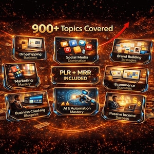 Graphic showing "1000 Business Video" assets included in the mega bundle.