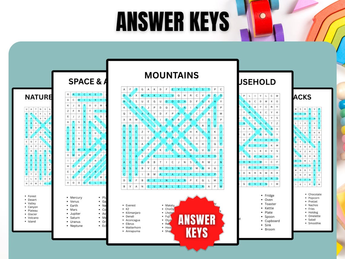 Themed Word Search Puzzle,3000 Unique Printable Word Search Game for ...