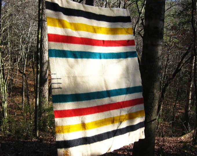 Vintage Hudson Bay Trapper Point Wool Blanket Beautiful and Etsy