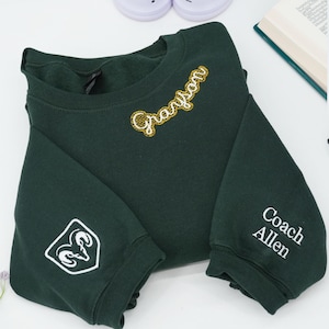 Custom High school Mascot Embroidered Sweatshirt, Embroidered Collar with logo, College Spirit Pullover, Gift for Back To School