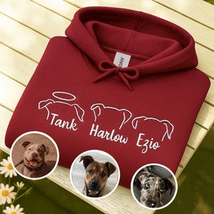 Custom Pet Memorial Hoodie – Embroidered Dog or Cat Ears with Name, Pet Loss Gift, Comfort Christmas Gift for Pet Owners