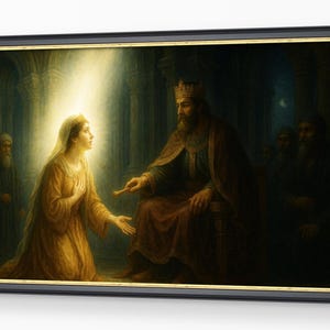 Queen Esther Bible Art Print • Golden Light Bible Art Print • Christian Wall Decor • Esther Digital Download