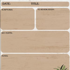 Church Notes Template | Sermon Notes Printable PDF, Digital Bible Study Planner, GoodNotes iPad Journal, Faith Journal Page, Sunday Notes