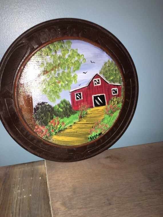 Decorative Hand Painted Red Barn Plate Etsy