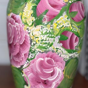 Decorative Hand Painted Pink Roses Vase