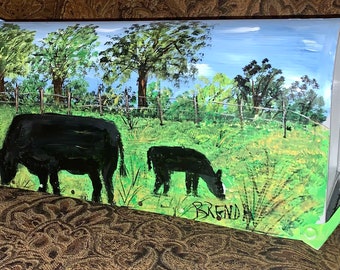 Black Cow Painted Rural Mailbox